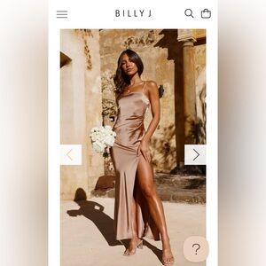 Billy J Satin Tan Maxi Dress